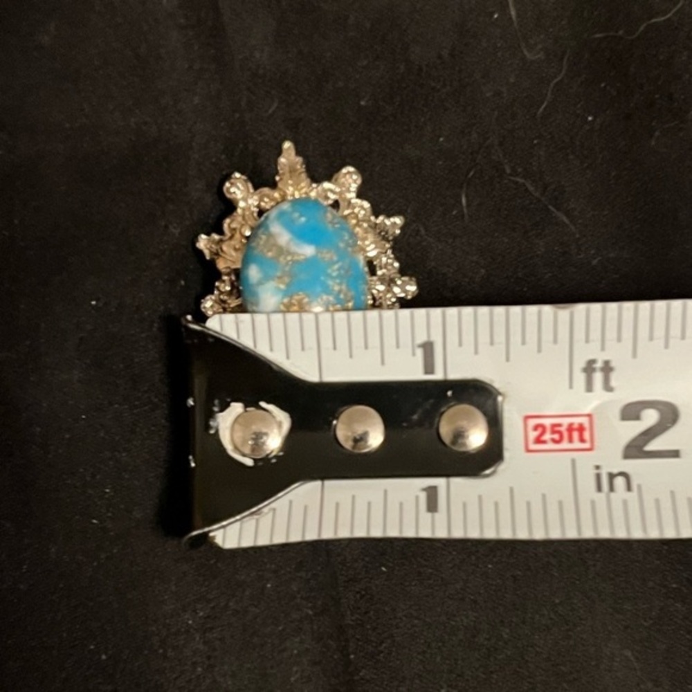 Costume Turquoise Silver Statement Ring Adjustabl… - image 5